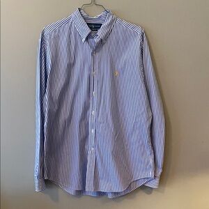 Ralph Lauren Blue and White Casual Button Down Shirt